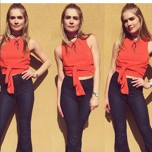 JOA orange tie up top